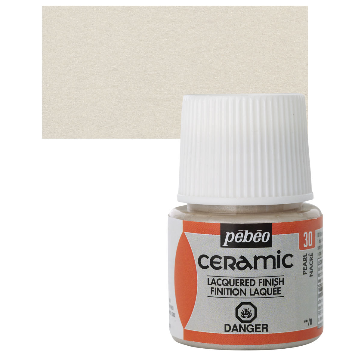 Pebeo Ceramic Paint - Pearl, 45 ml bottle and swatch
