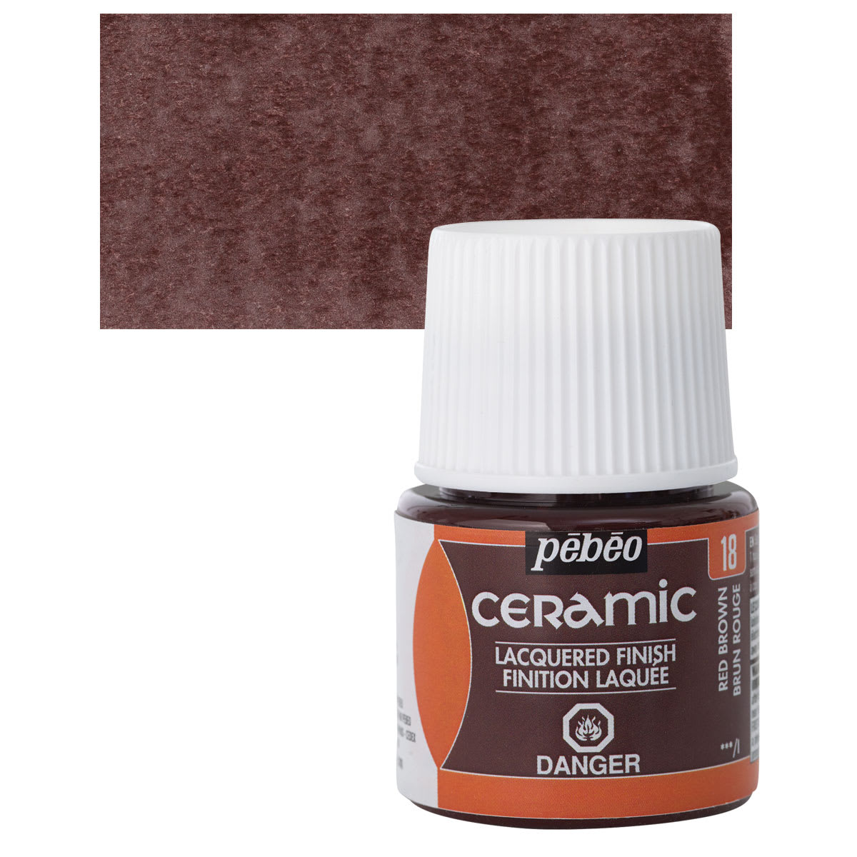 Pebeo Ceramic Paint - Red Brown, 45 ml bottle and swatch