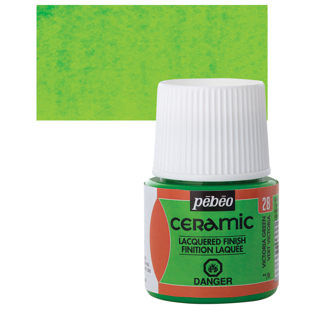 Pebeo Ceramic Paint - Victoria Green, 45 ml bottle and swatch