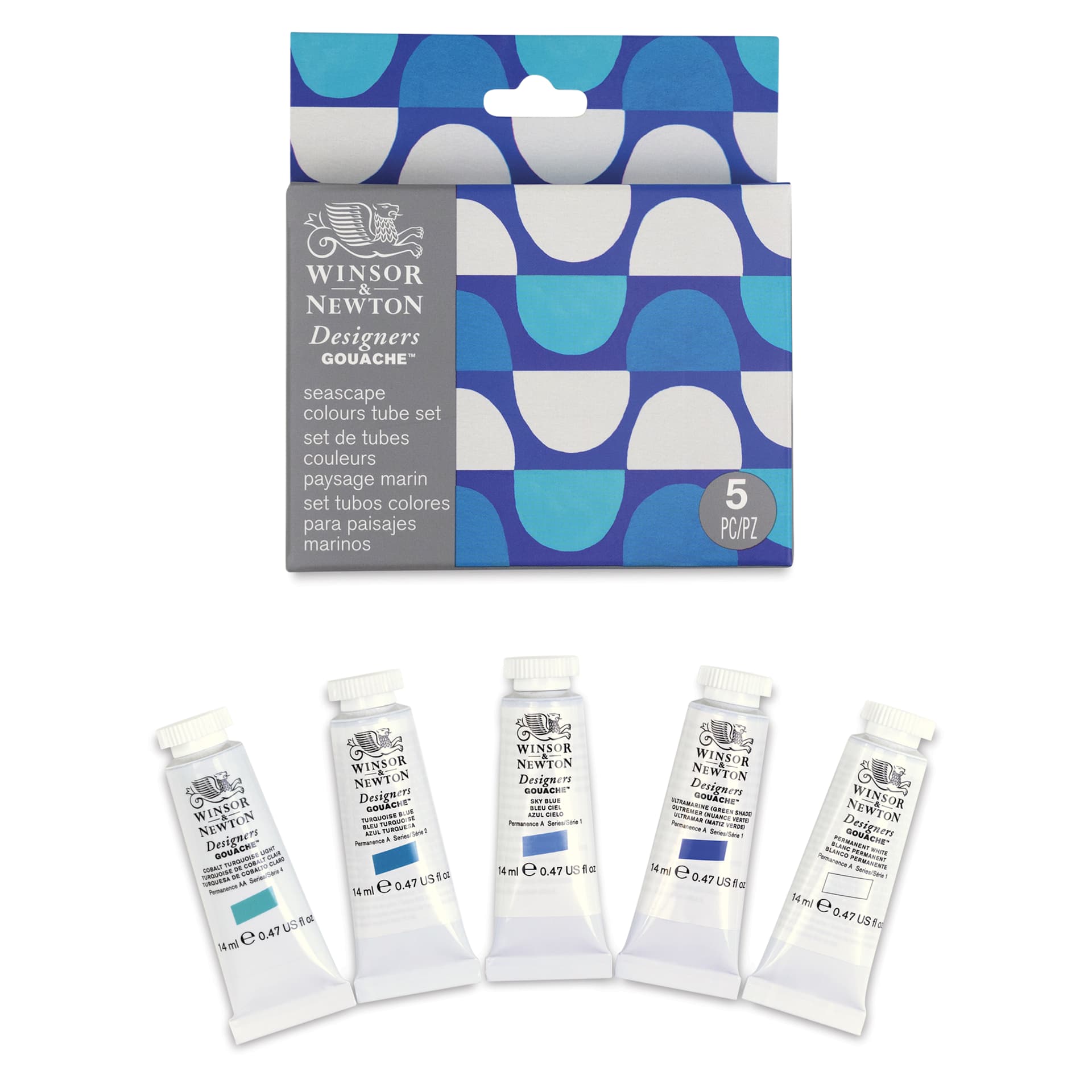 Winsor & Newton Designers Gouache - Seascape Colors, Set of 5, 14 ml Tubes