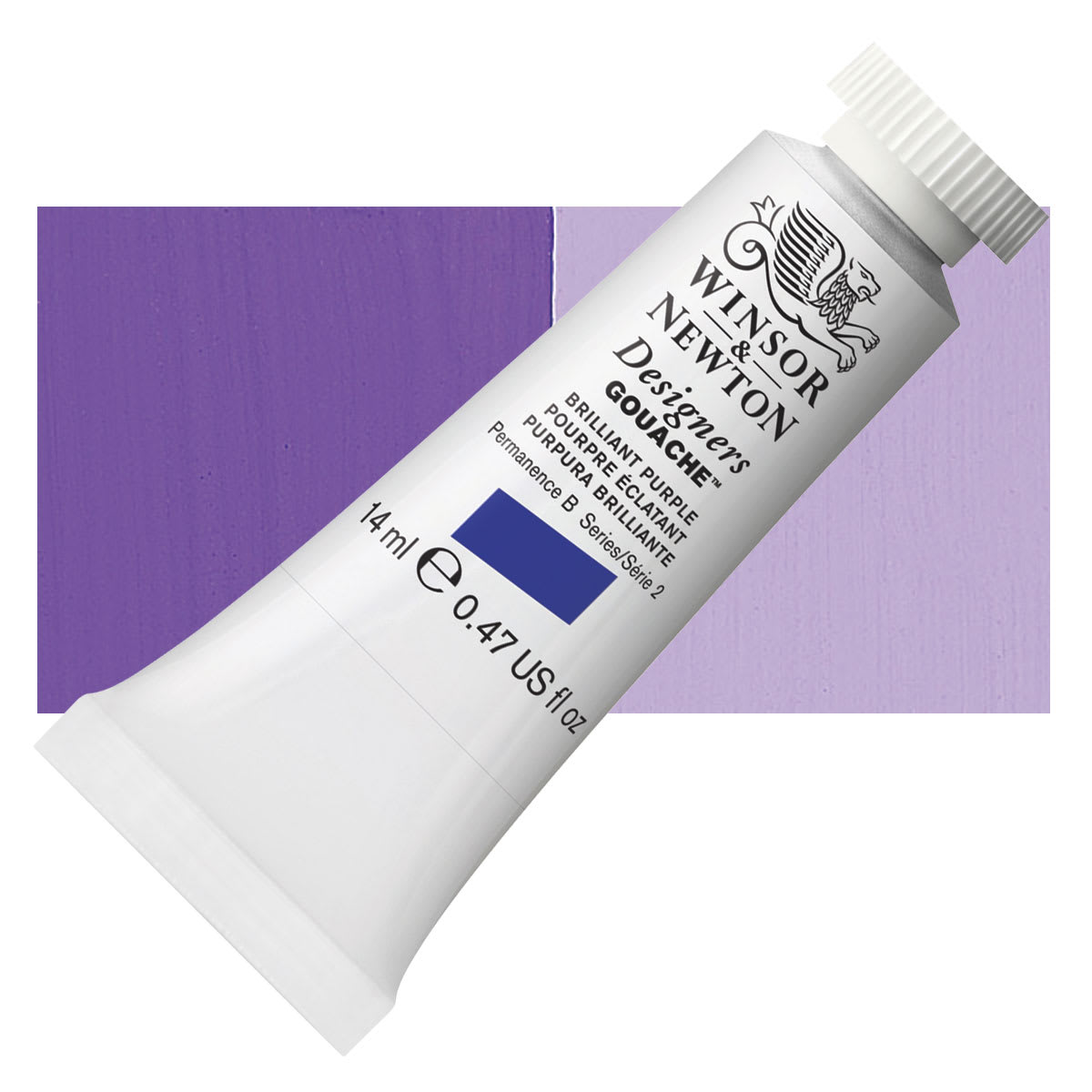 Winsor & Newton Designers Gouache - Brilliant Purple, 14 ml tube and swatch