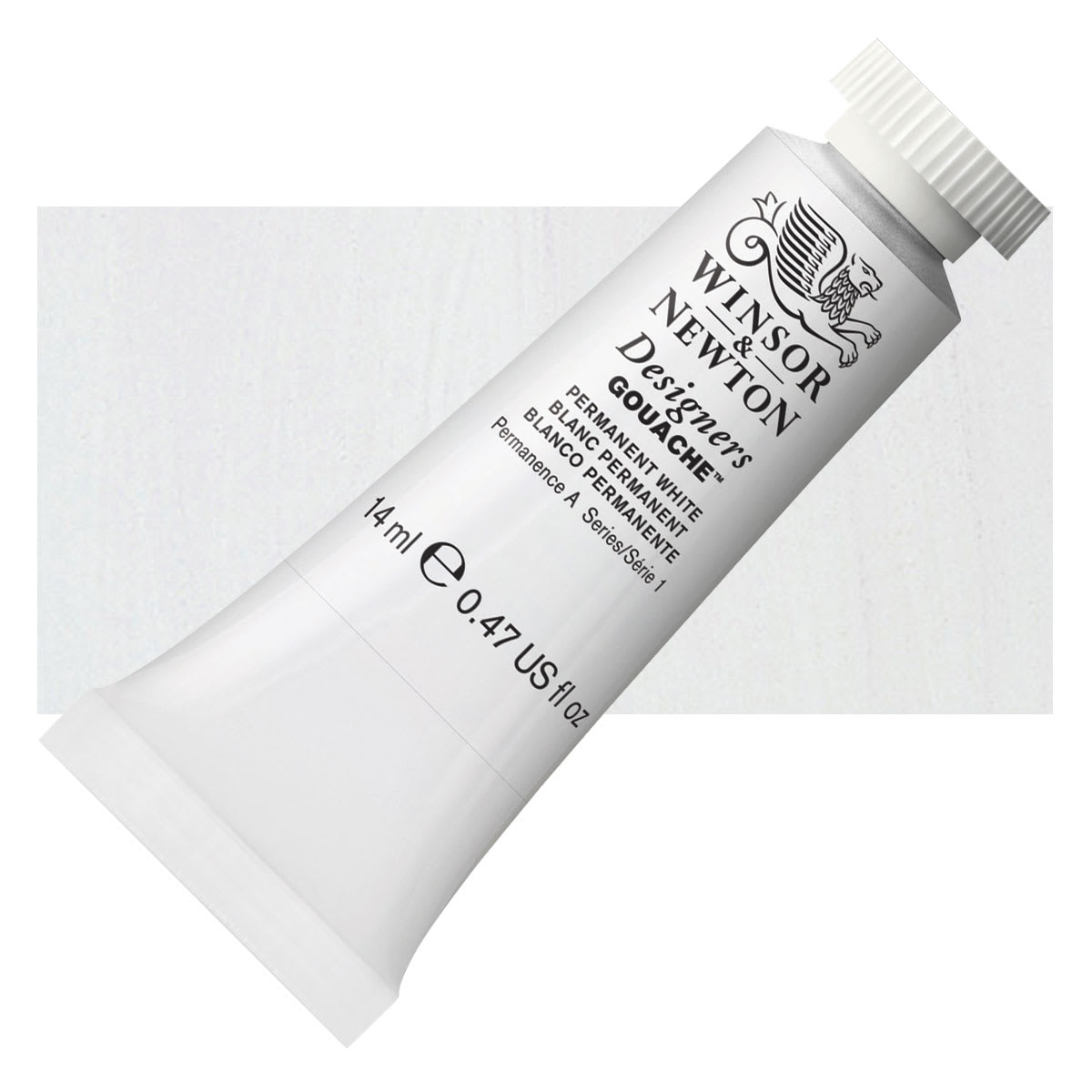 Winsor & Newton Designers Gouache - Permanent White, 14 ml tube and swatch