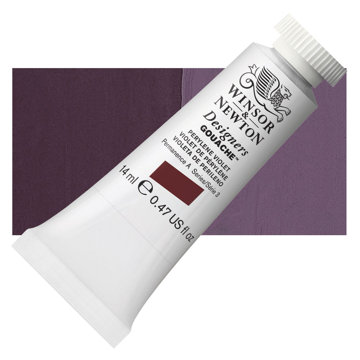 Winsor & Newton Designers Gouache - Perylene Violet, 14 ml tube and swatch