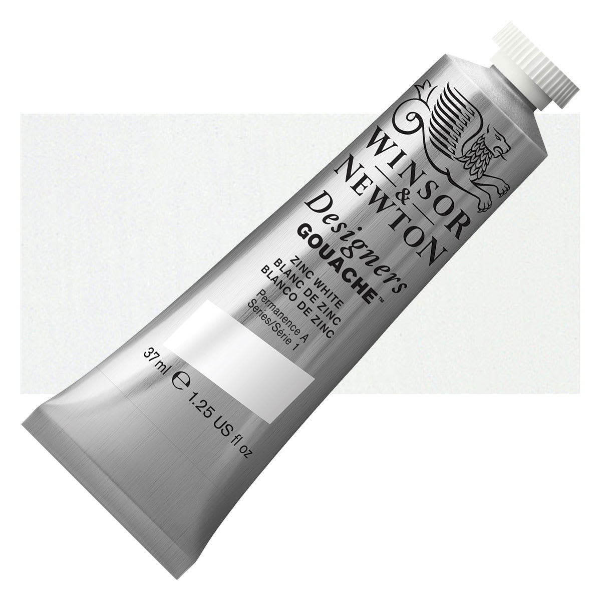 Winsor & Newton Designers Gouache - Zinc White, 37 ml tube and swatch