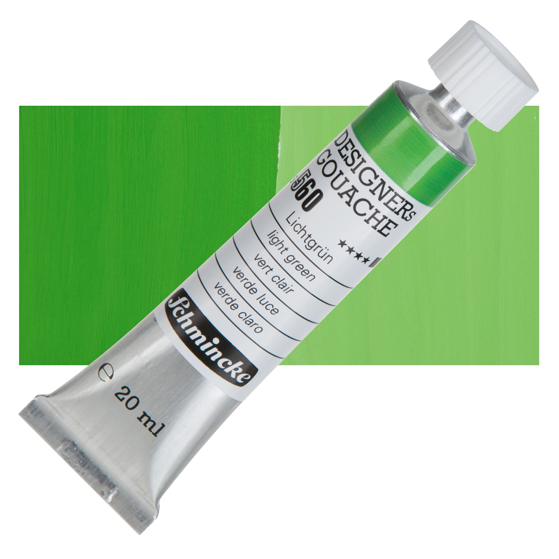 Schmincke Designers Gouache - Light Green, 20 ml Tube and swatch