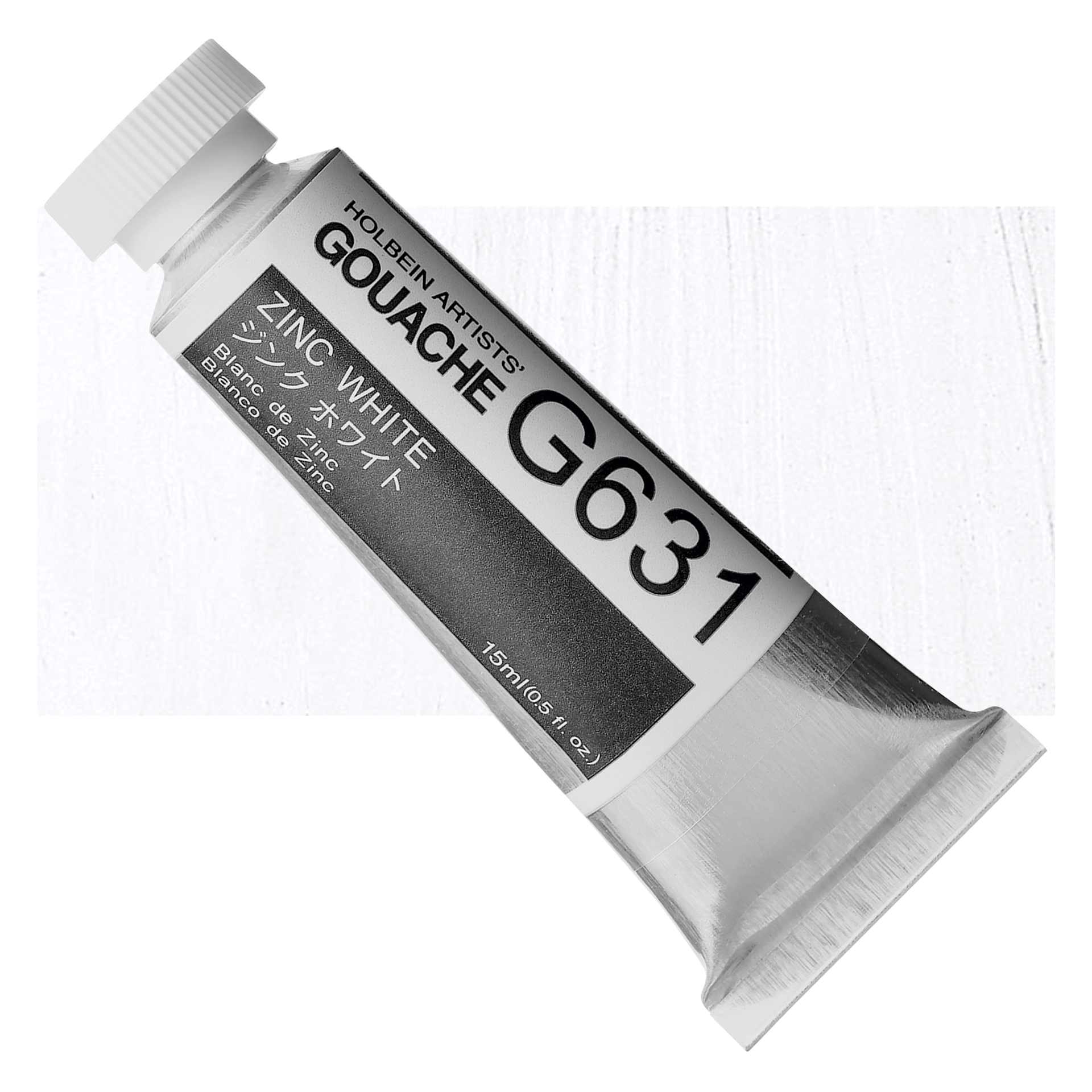 Holbein Artists' Gouache - Zinc White, 15 ml tube and swatch