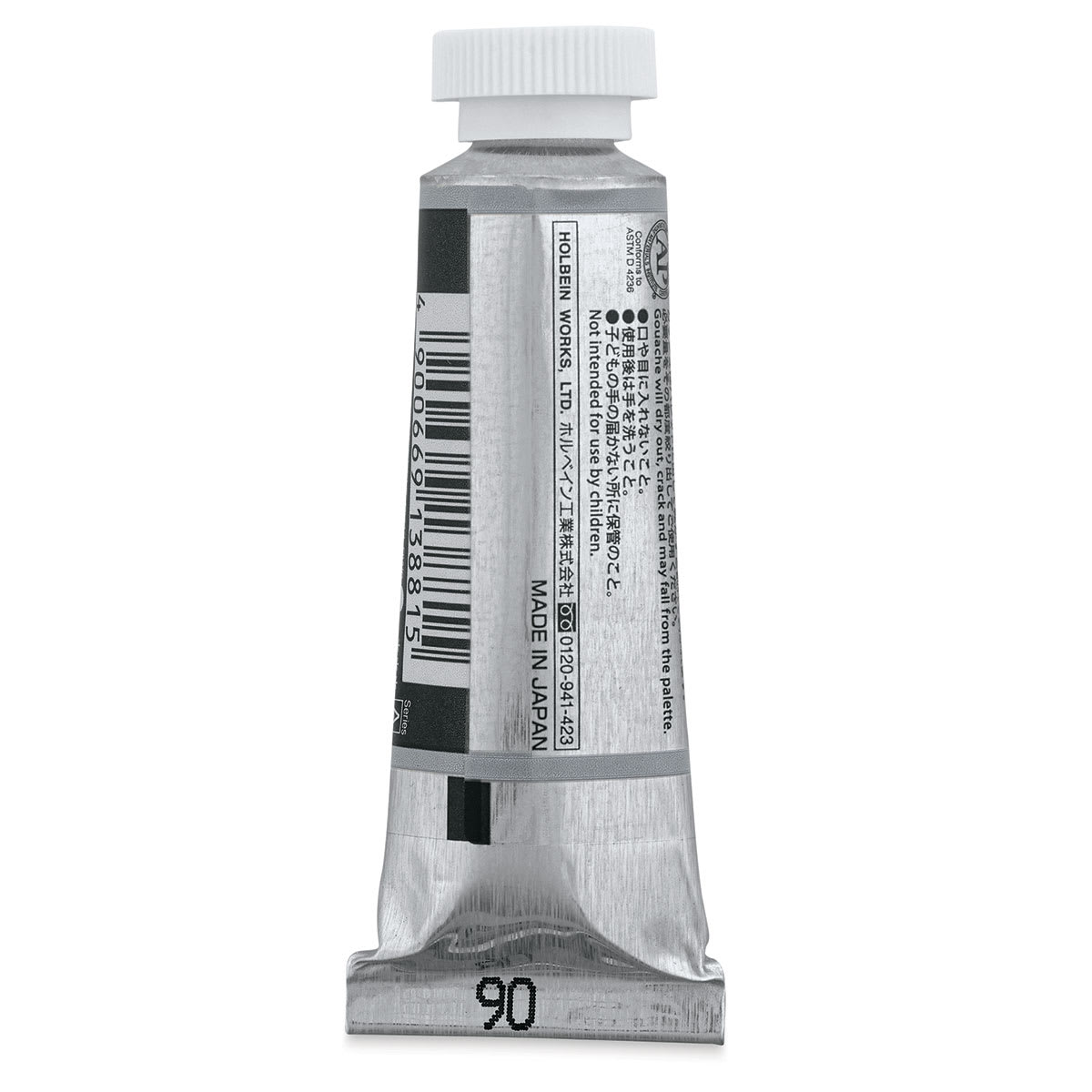 Holbein Irodori Artist Gouache - Silver Grey, 15 ml, Tube (Back of tube)