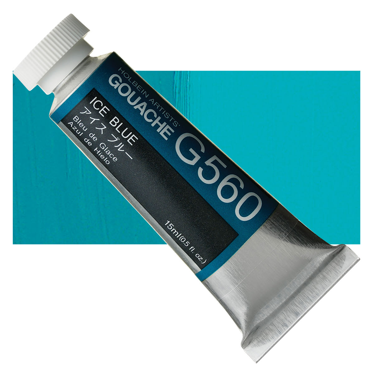 Holbein Artists' Gouache - Ice Blue, 15 ml tube and swatch