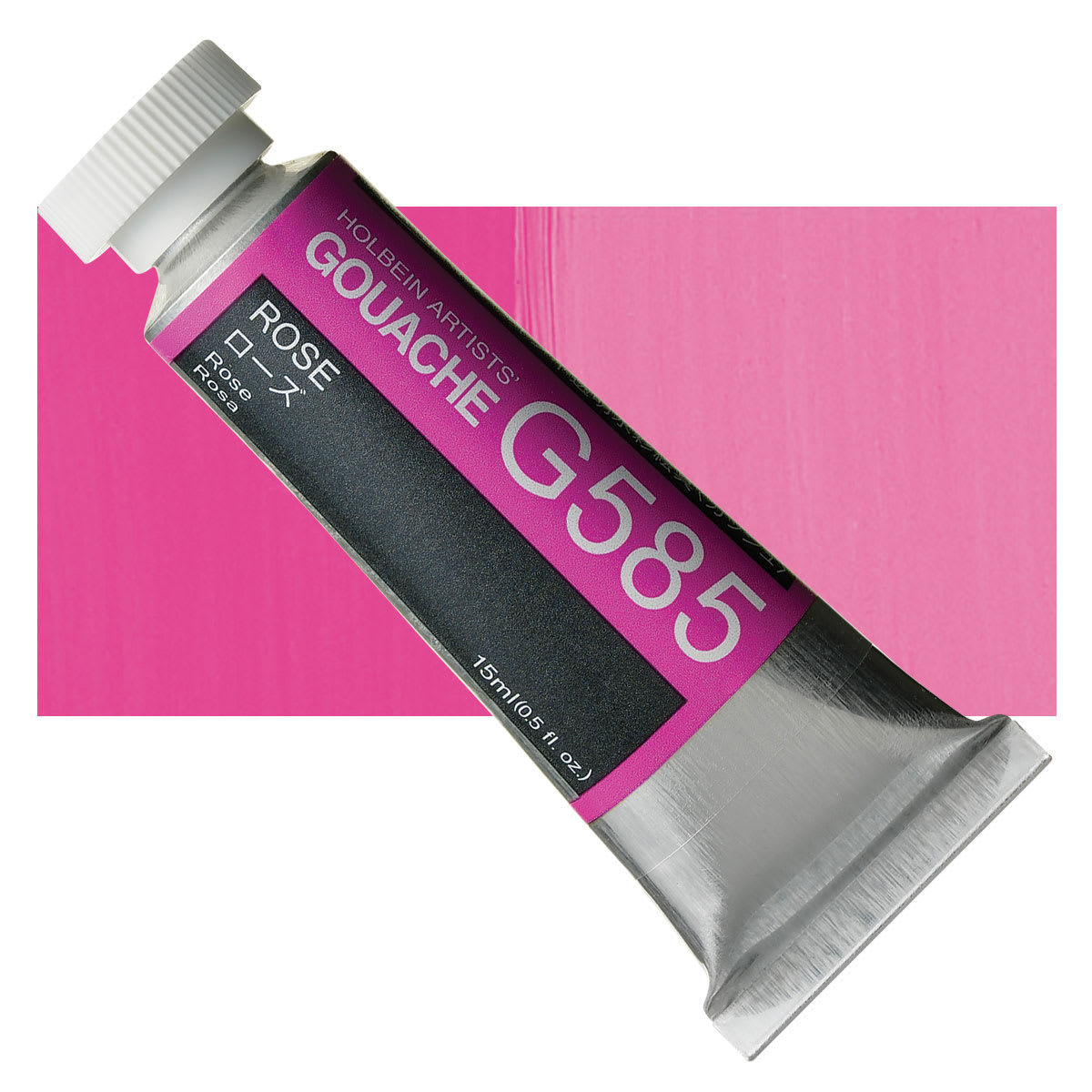Holbein Artists' Gouache - Rose, 15 ml tube and swatch