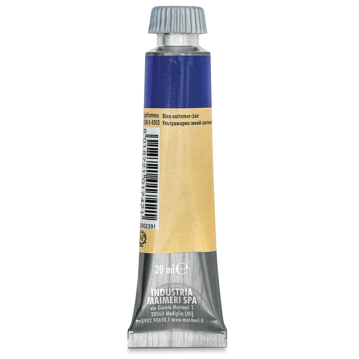 Maimeri Artist Gouache - Ultramarine Light, 20 ml tube back