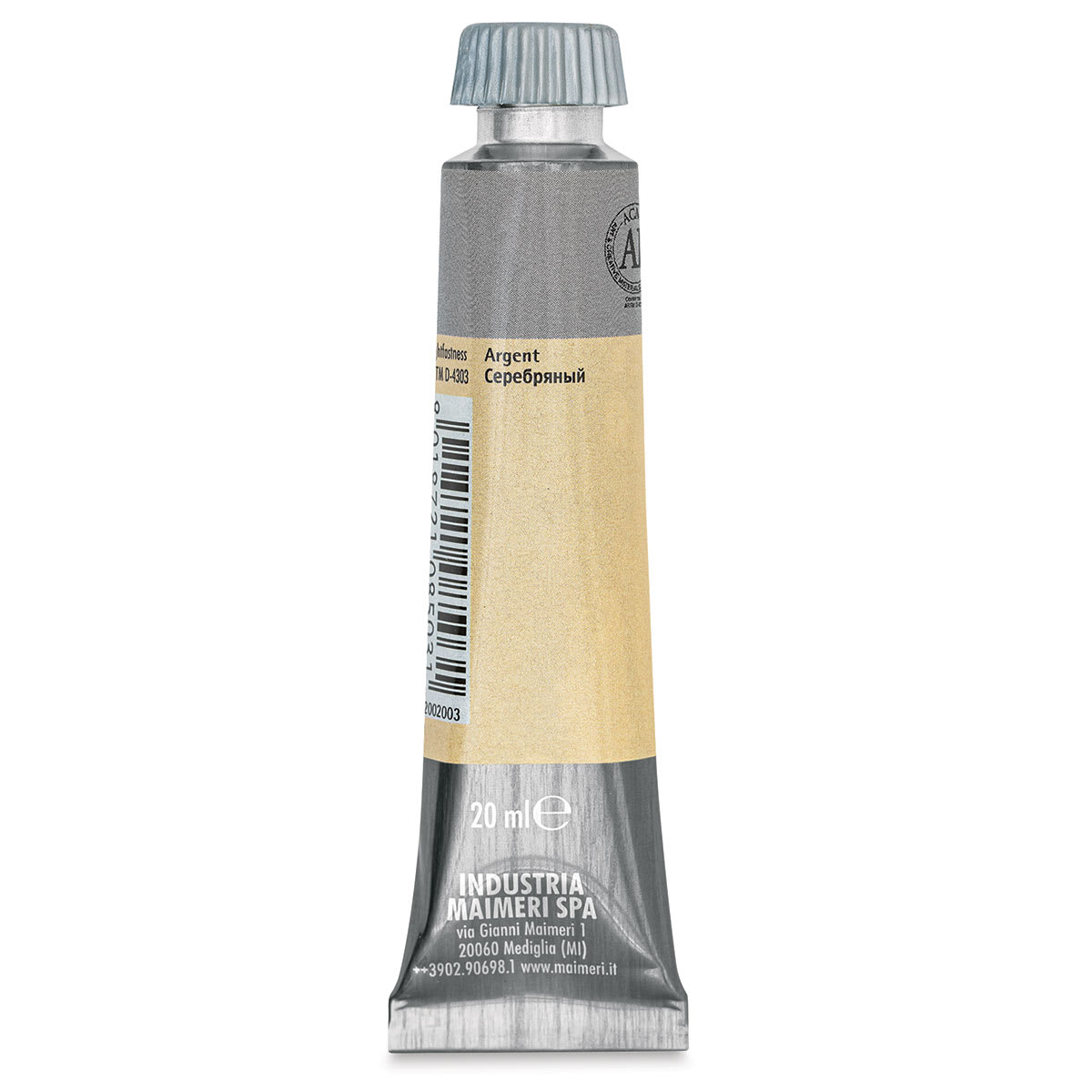 Maimeri Artist Gouache - Silver, 20 ml tube back