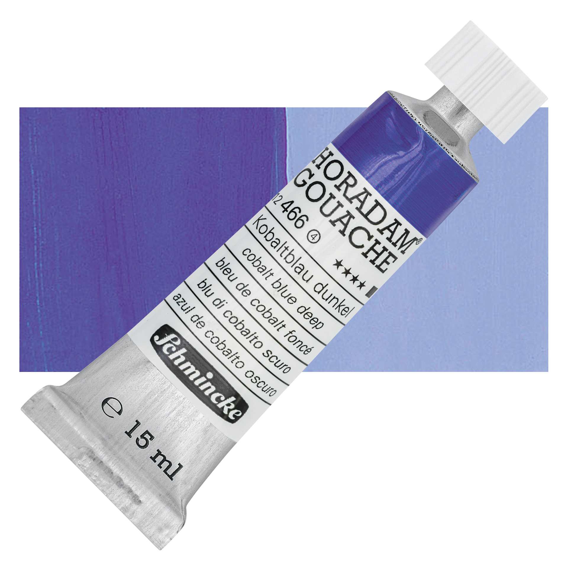 Schmincke Horadam Artist Gouache - Cobalt Blue Deep, 15 ml tube and swatch