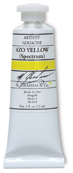 M. Graham Artists' Gouache -Azo Yellow, 15 ml Tube shown M. Graham Artists' Gouache -Azo Yellow, 15 ml Tube shown