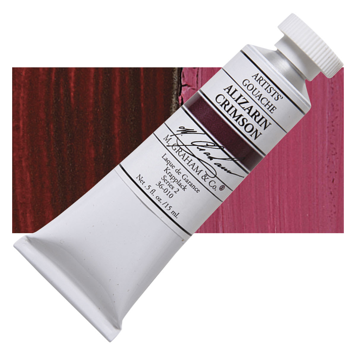 M. Graham Artists' Gouache - Alizarin Crimson, 15 ml tube and swatch