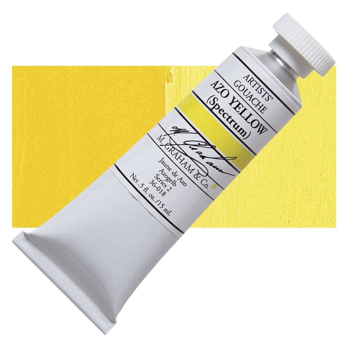 M. Graham Artists' Gouache - Azo Yellow, 15 ml tube and swatch