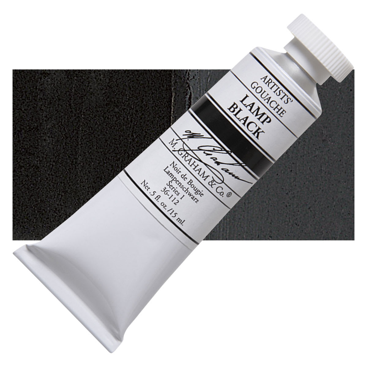 M. Graham Artists' Gouache - Lamp Black, 15 ml tube and swatch