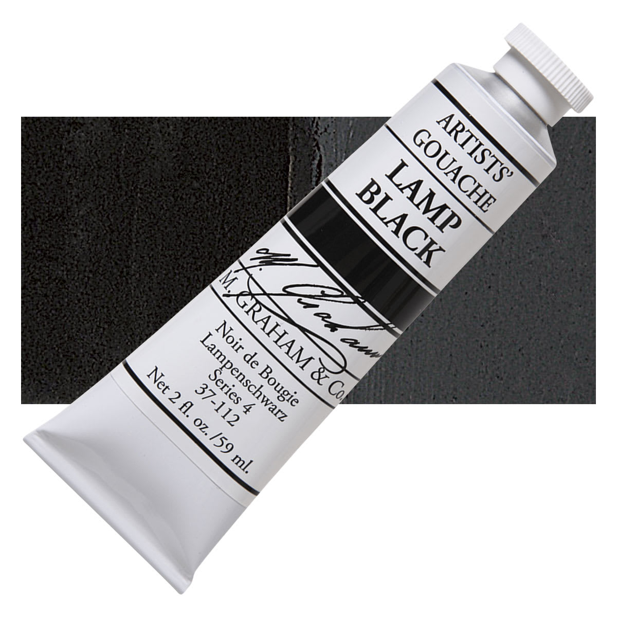 M. Graham Artists' Gouache - Lamp Black, 59 ml tube and swatch