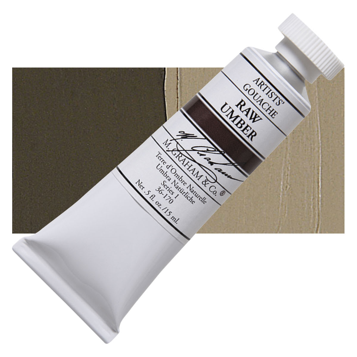 M. Graham Artists' Gouache - Raw Umber, 15 ml tube and swatch