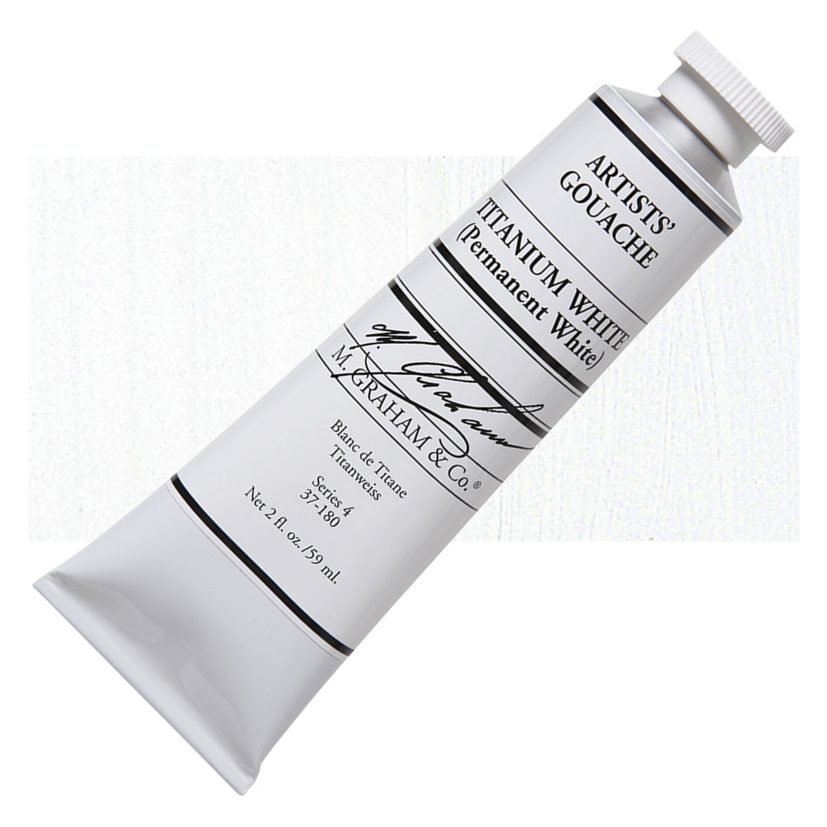 M. Graham Artists' Gouache - Titanium White, 59 ml tube and swatch