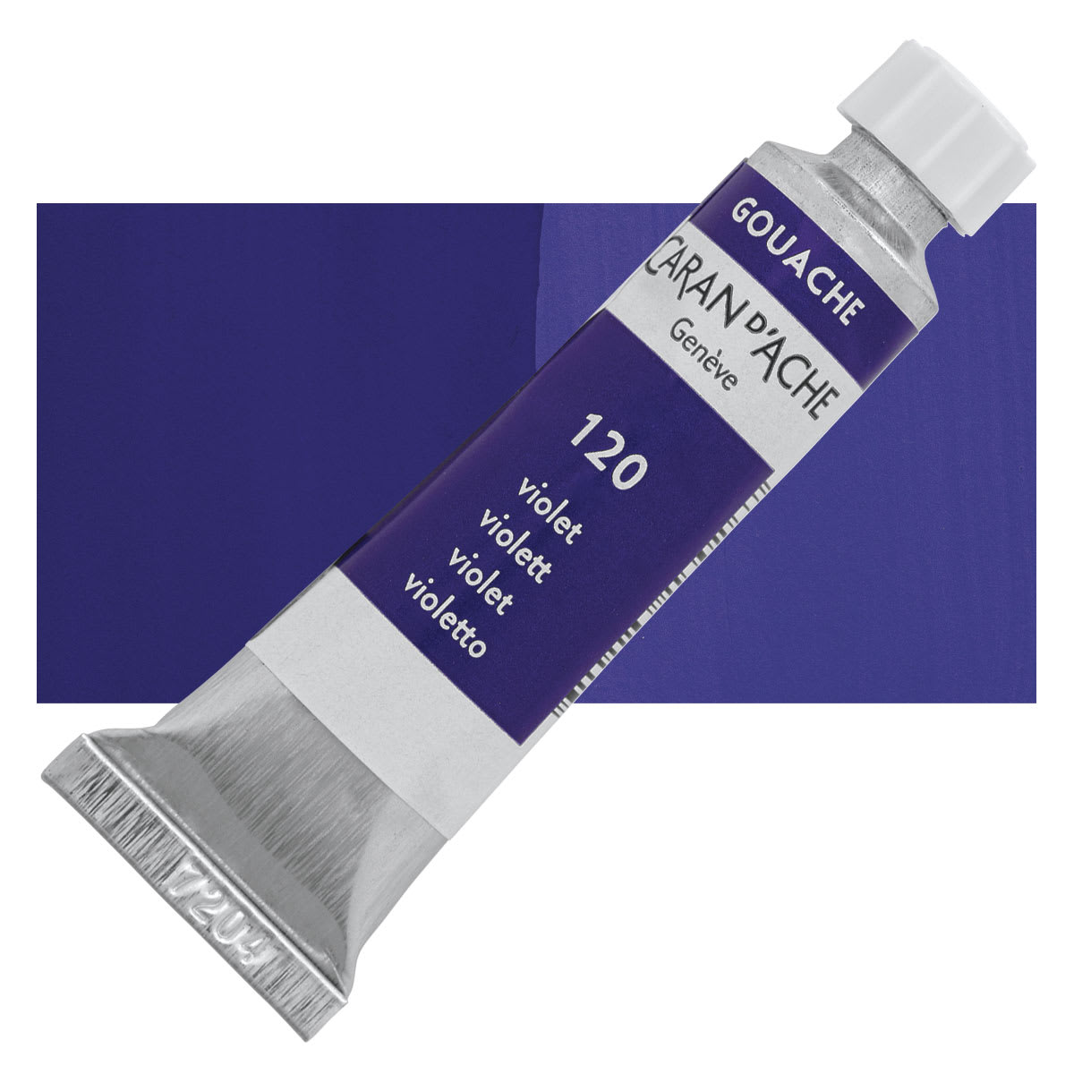 Caran d'Ache Studio Gouache - Violet, 10 ml, Tube and swatch