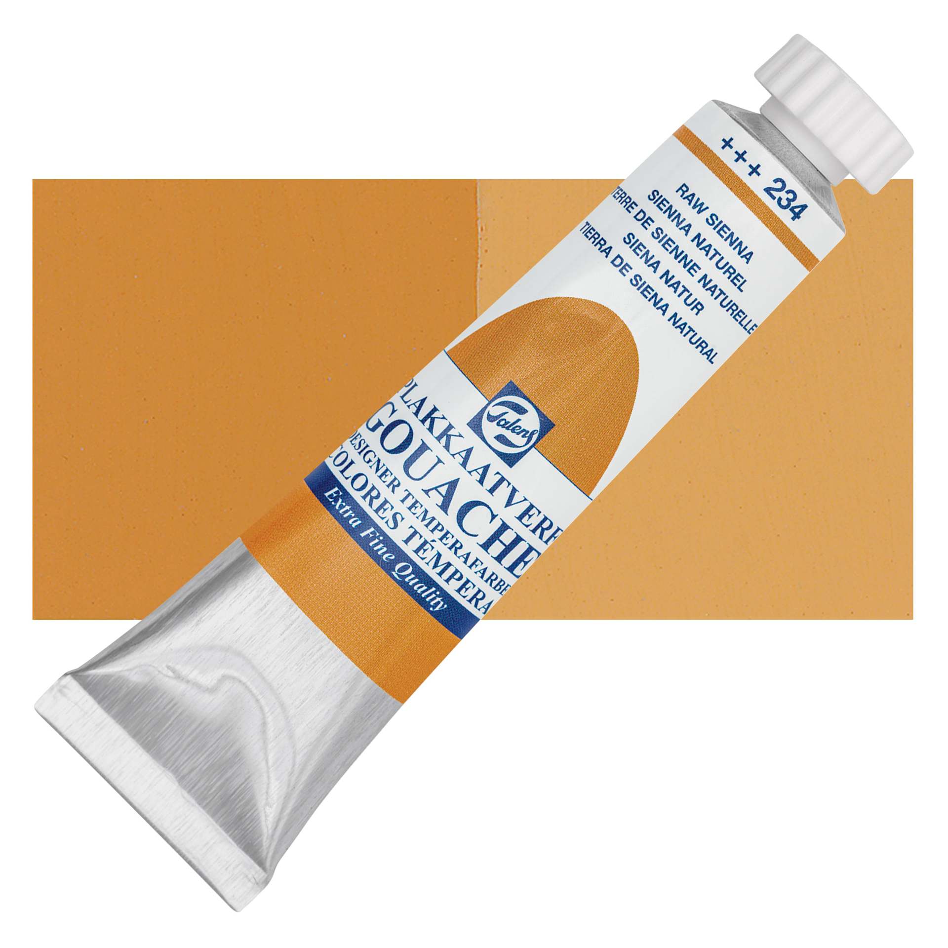 Royal Talens Gouache - Raw Sienna, 20 ml tube and swatch