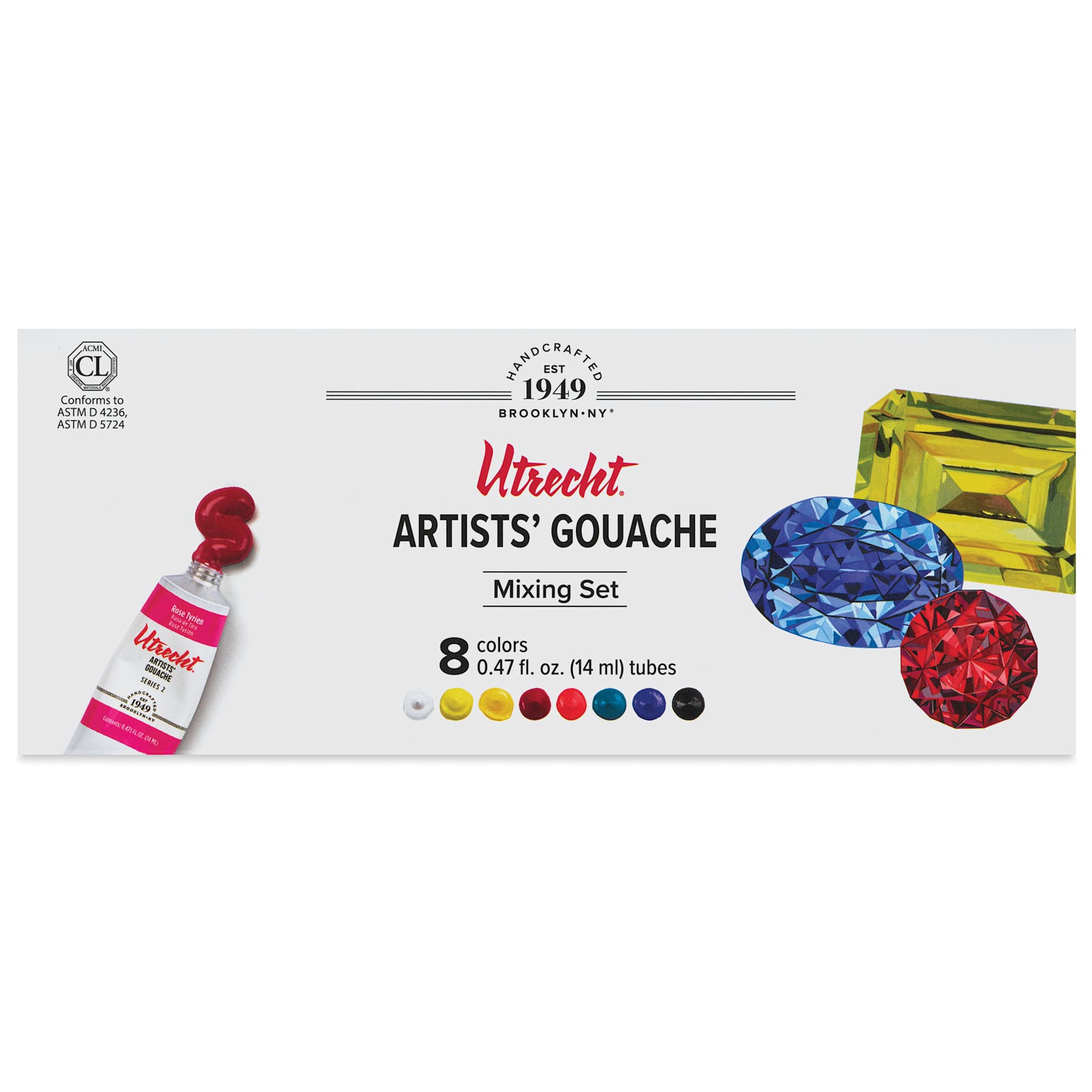 Utrecht Artists' Gouache - Set of 8, Mixing Colors, 14 ml Tubes