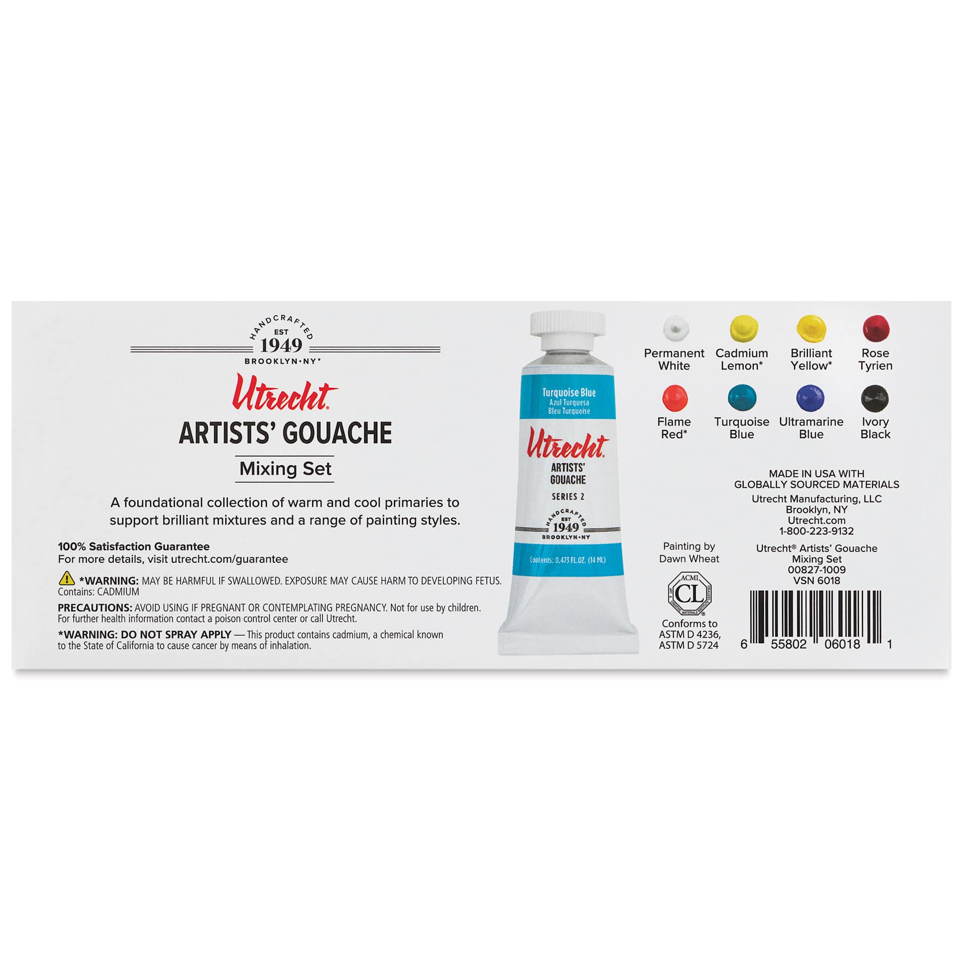 Utrecht Artists' Gouache - Set of 8, Mixing Colors, 14 ml Tubes