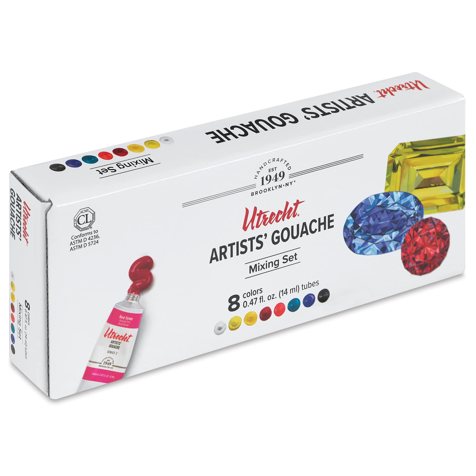 Utrecht Artists' Gouache - Set of 8, Mixing Colors, 14 ml Tubes
