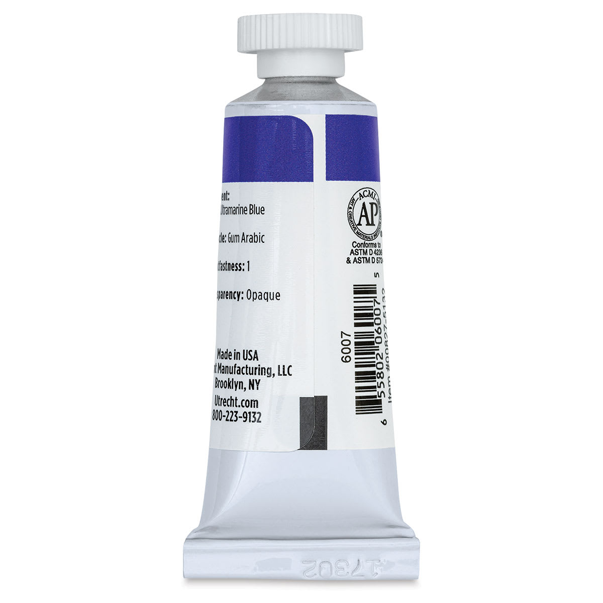 Utrecht Artists' Gouache - Ultramarine Blue, 14 ml, Tube (Back)