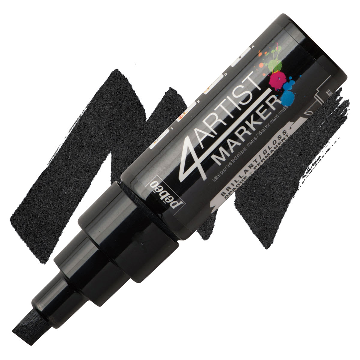 Pebeo 4Artist Marker - Black, 8 mm marker and swatch