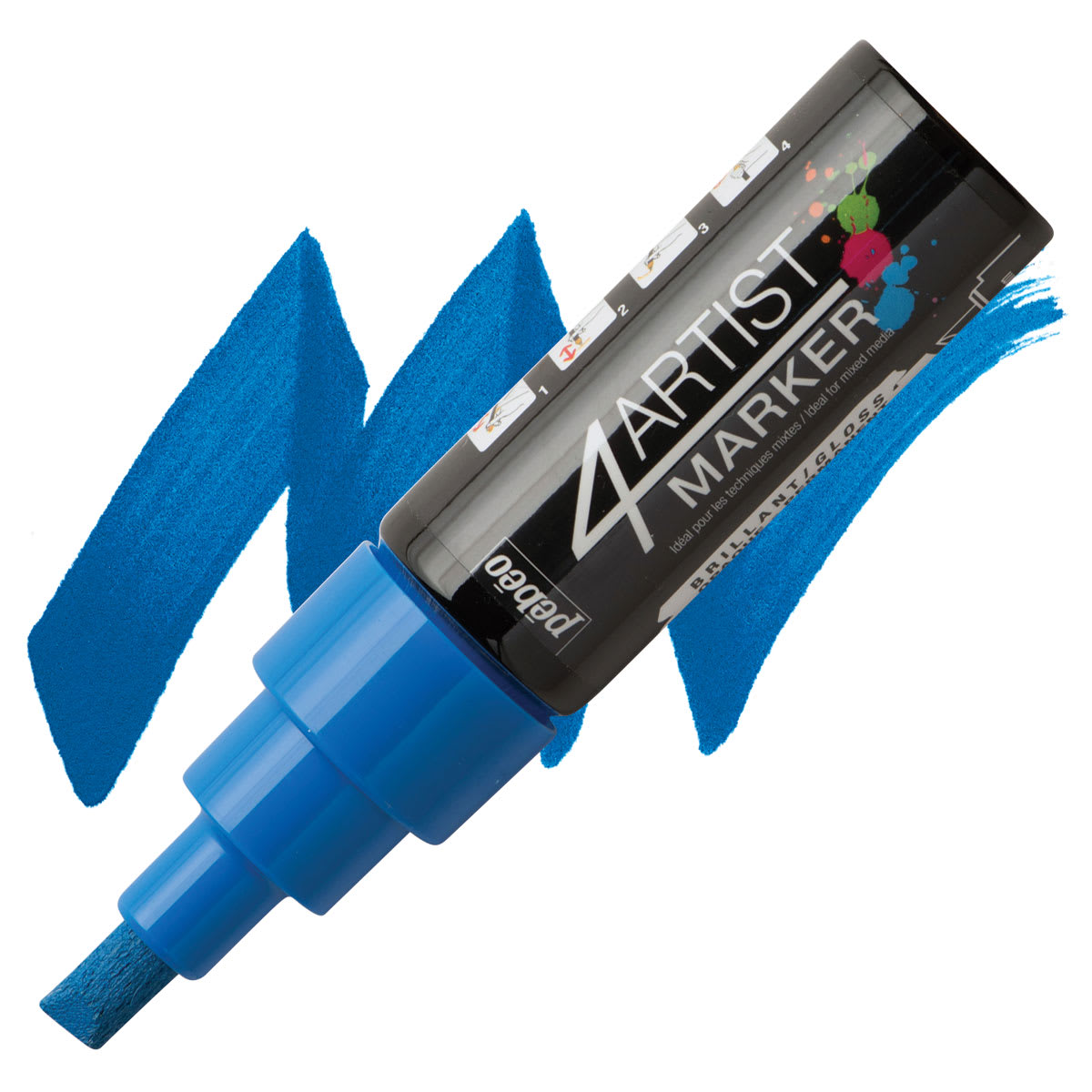 Pebeo 4Artist Marker - Dark  Blue, 8 mm marker and swatch