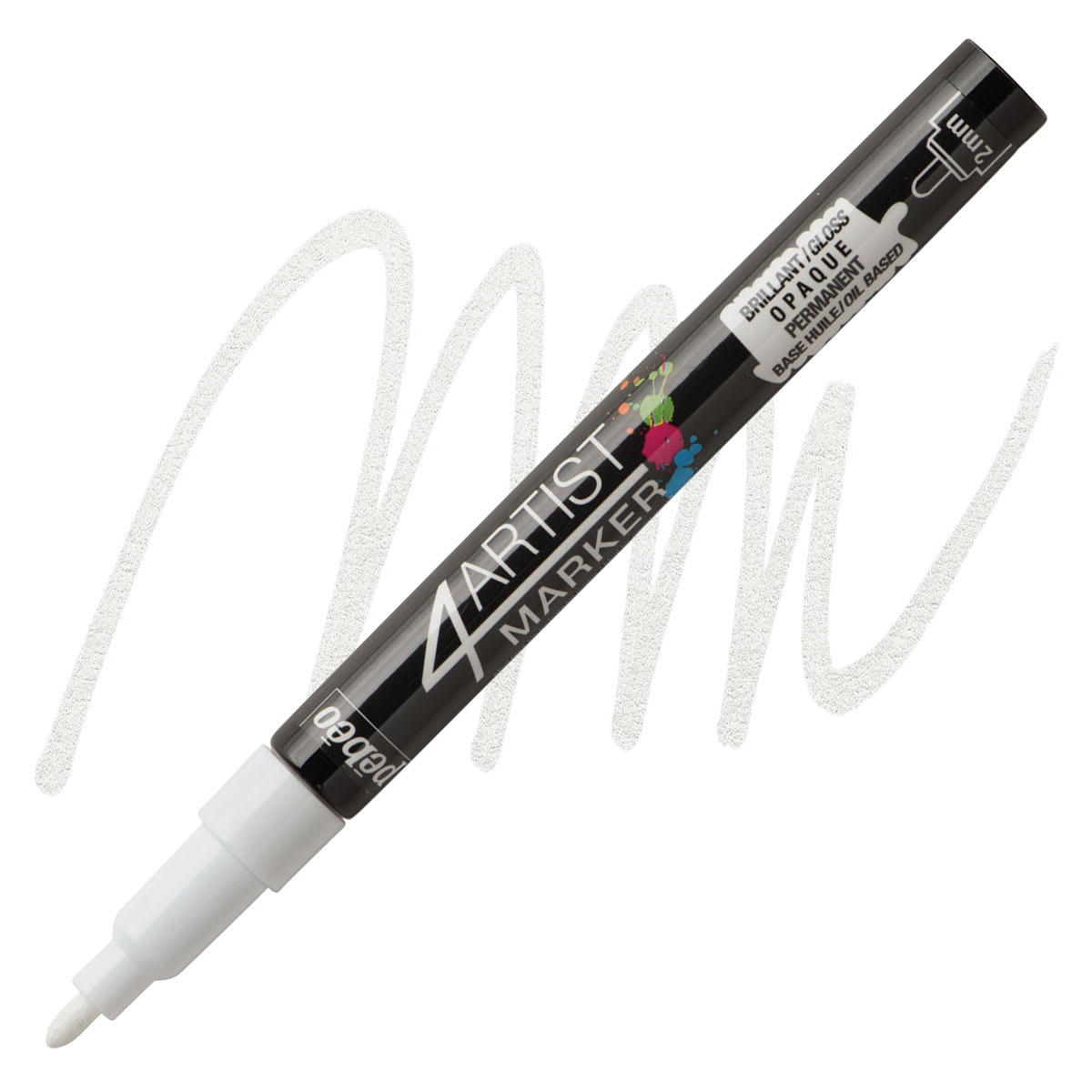 Pebeo 4Artist Marker - White, 2 mm marker and swatch