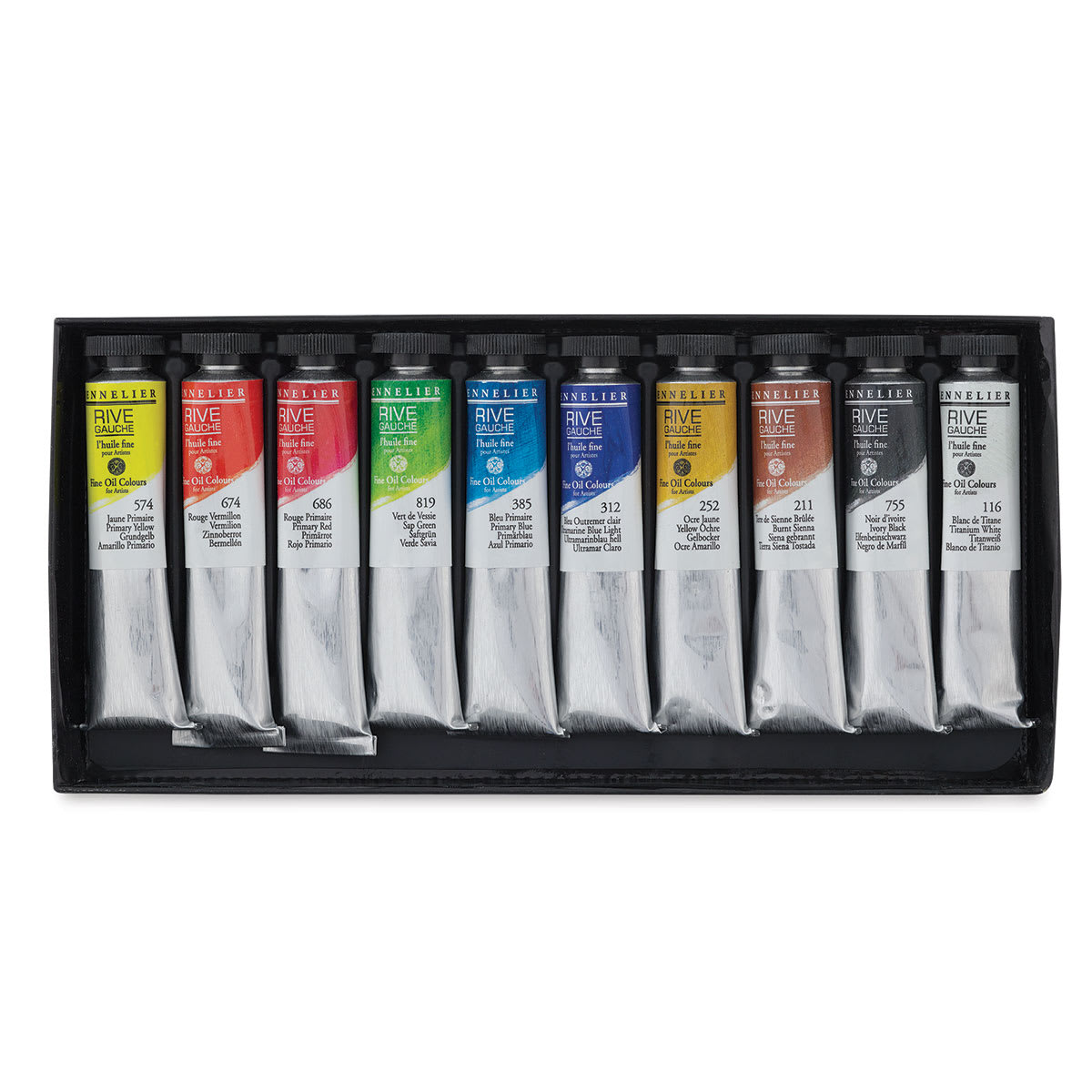 Rive Gauche Oil Paints and Sets - Set of 10 Tubes shown in open package Rive Gauche Oil Paints and Sets - Set of 10 Tubes shown in open package