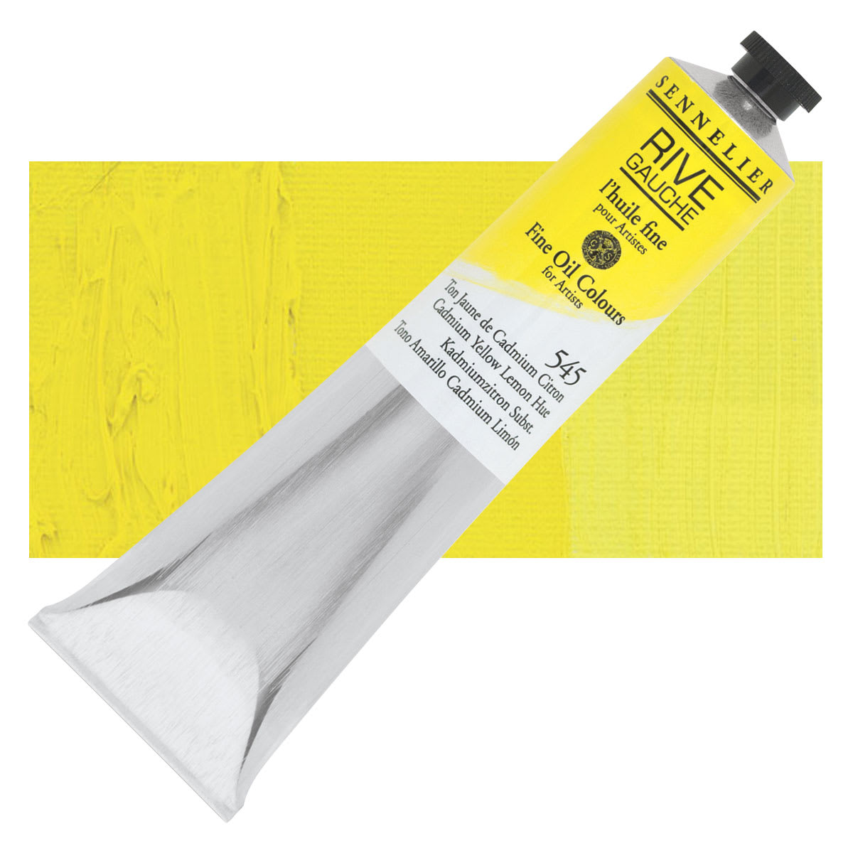 Sennelier Rive Gauche Artists Oil Color - Cadmium Yellow Lemon Hue, 200 ml tube and swatch