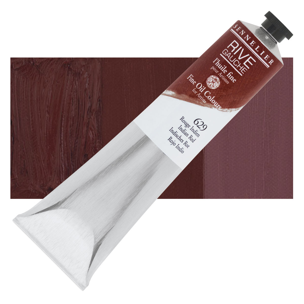 Sennelier Rive Gauche Artists Oil Color - Indian Red, 200 ml tube and swatch