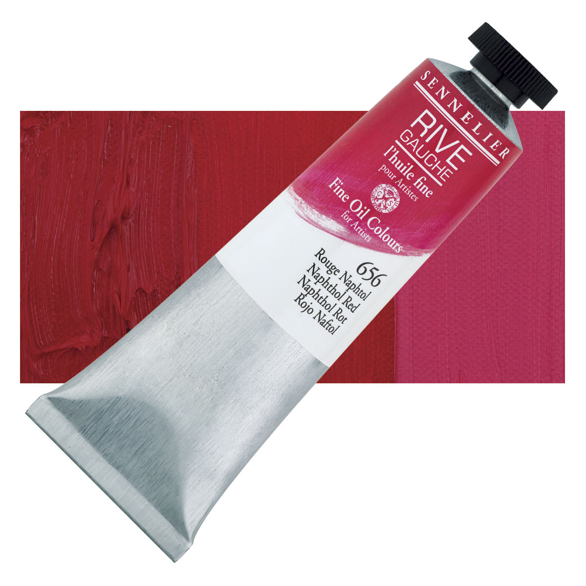 Sennelier Rive Gauche Artists Oil Color - Naphthol Red, 40 ml tube and swatch
