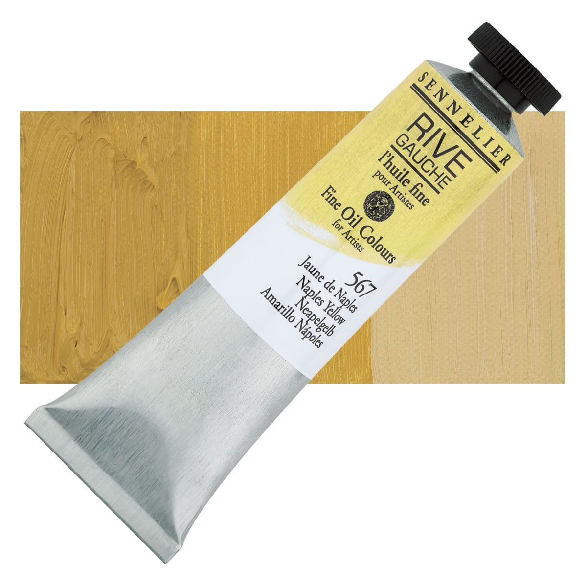 Sennelier Rive Gauche Artists Oil Color - Naples Yellow, 40 ml tube and swatch