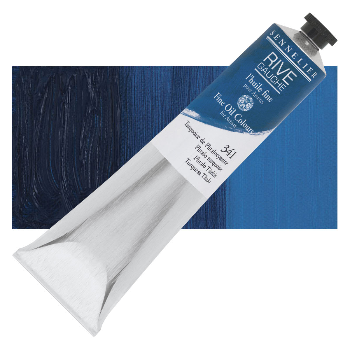 Sennelier Rive Gauche Artists Oil Color - Turquoise, 200 ml tube and swatch