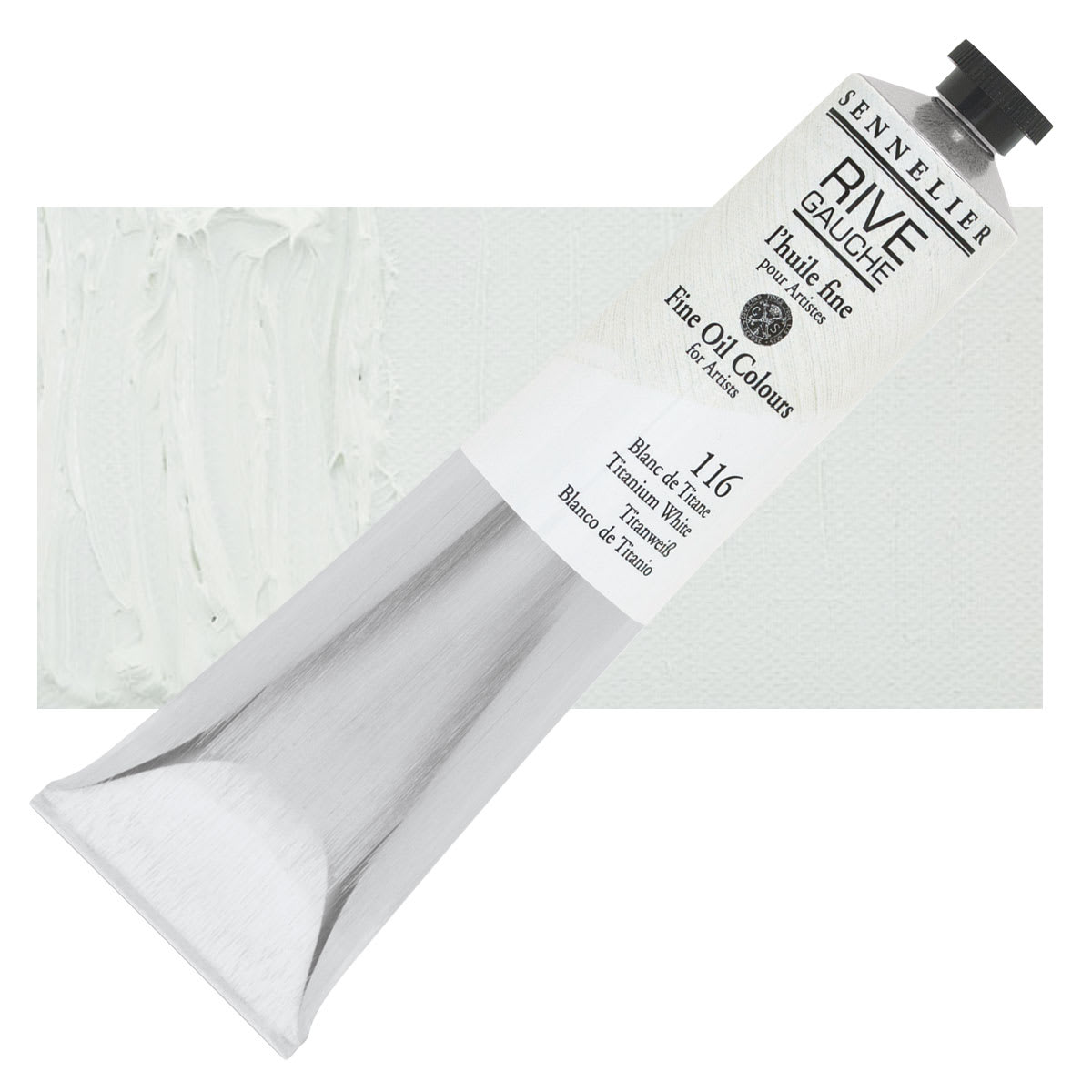 Sennelier Rive Gauche Artists Oil Color - Titanium White, 200 ml tube and swatch