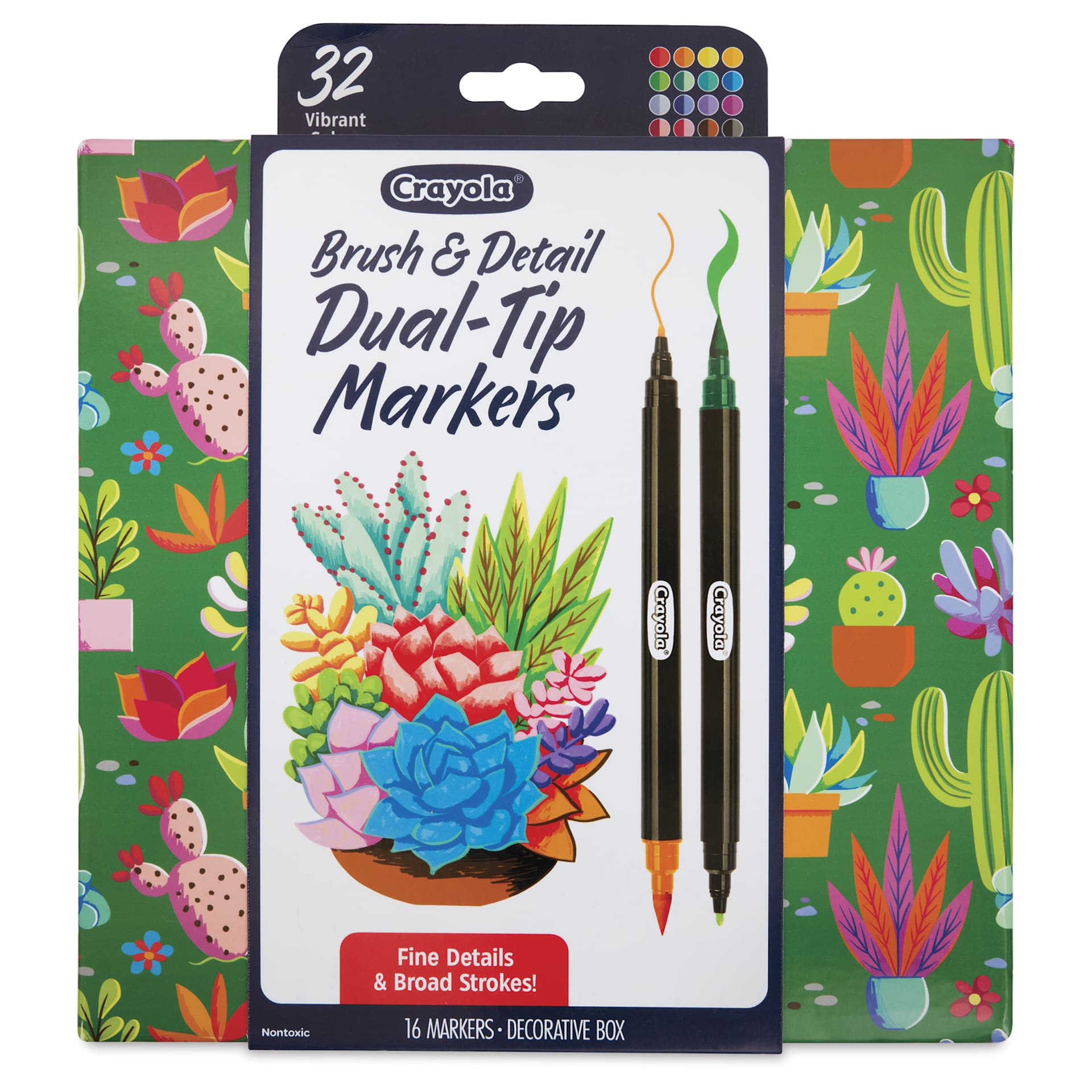 Crayola Brush and Detail Dual Ended Markers, front of the packaging