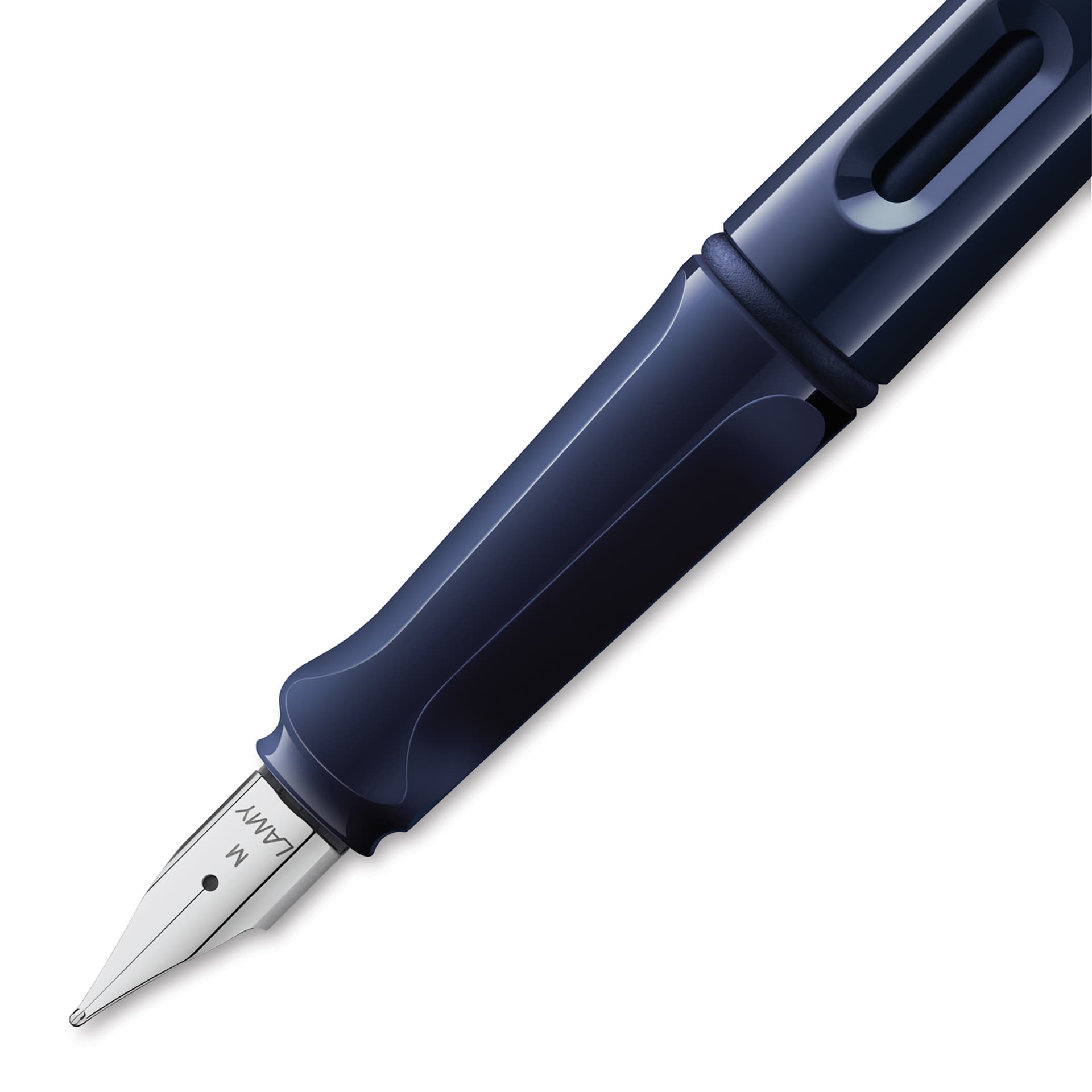 Lamy Safari Fountain Pen - Dark Dusk, Fine Nib, close-up