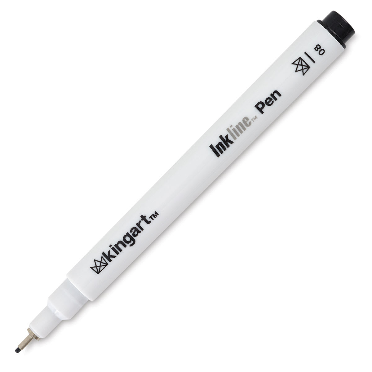 Kingart Inkline Artists Pen Sets - Single 5 mm Black Tip pen shown uncapped at angle