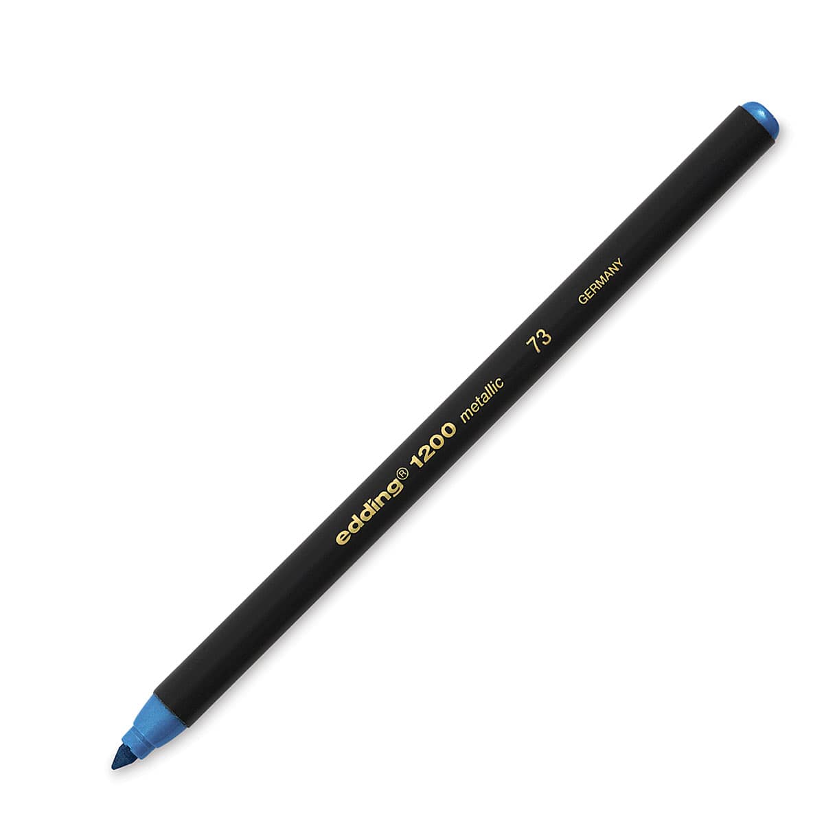 Edding Metallic Markers and Set - Single Blue Marker uncapped at angle Edding Metallic Markers and Set - Single Blue Marker uncapped at angle