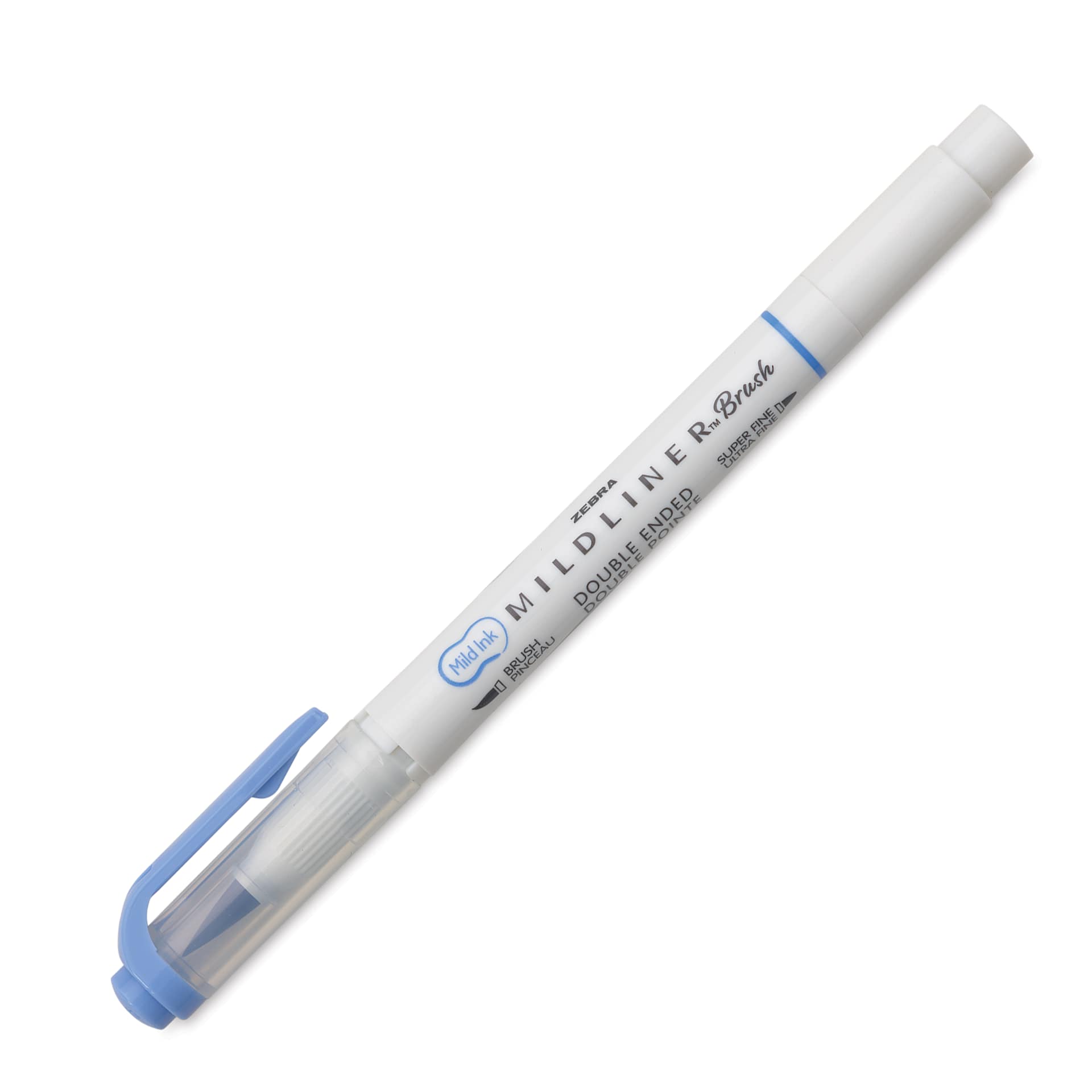 Zebra Mildliner Double Ended Brush Pen - Dark Blue, caps on