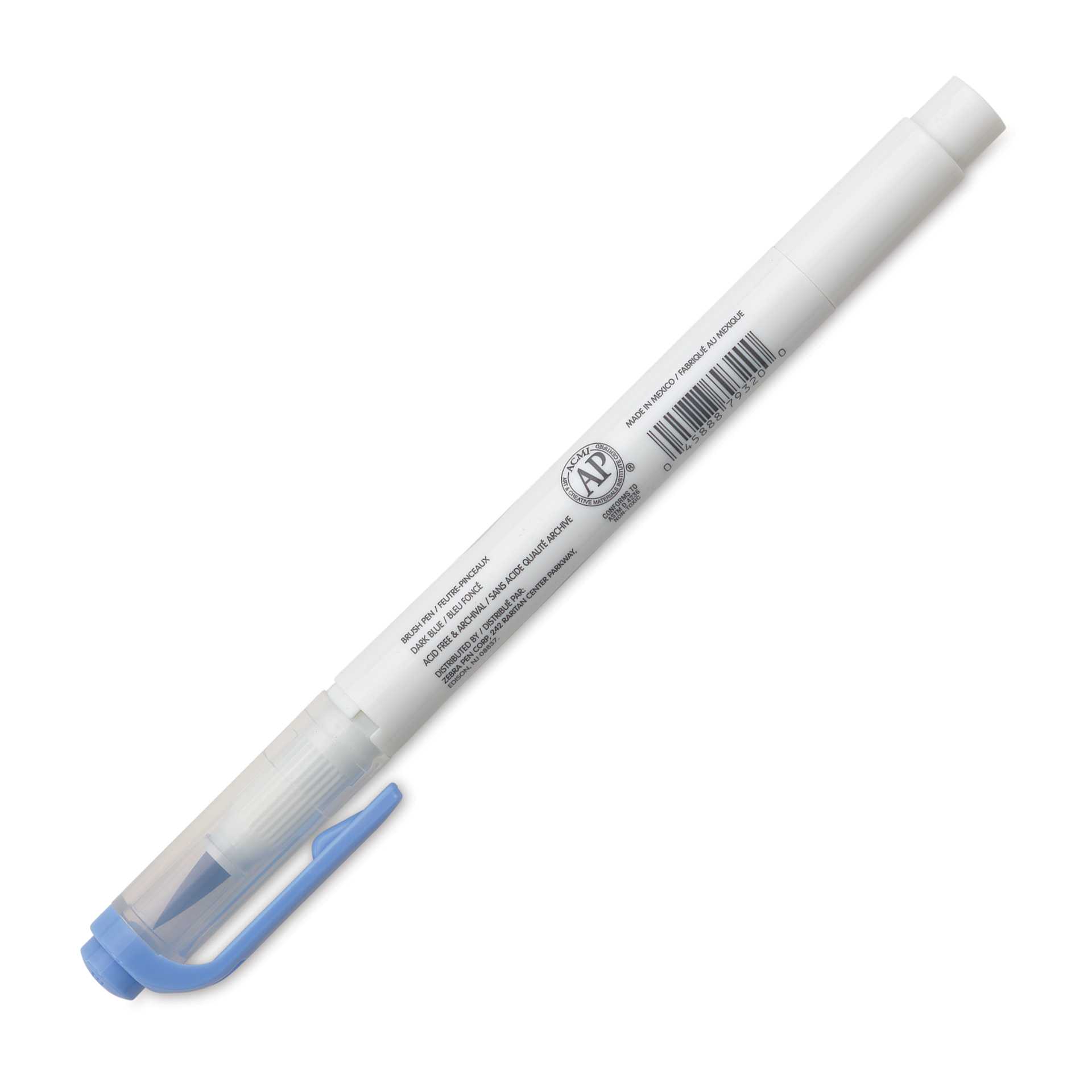 Zebra Mildliner Double Ended Brush Pen - Dark Blue, caps on showing side of the pen barrel