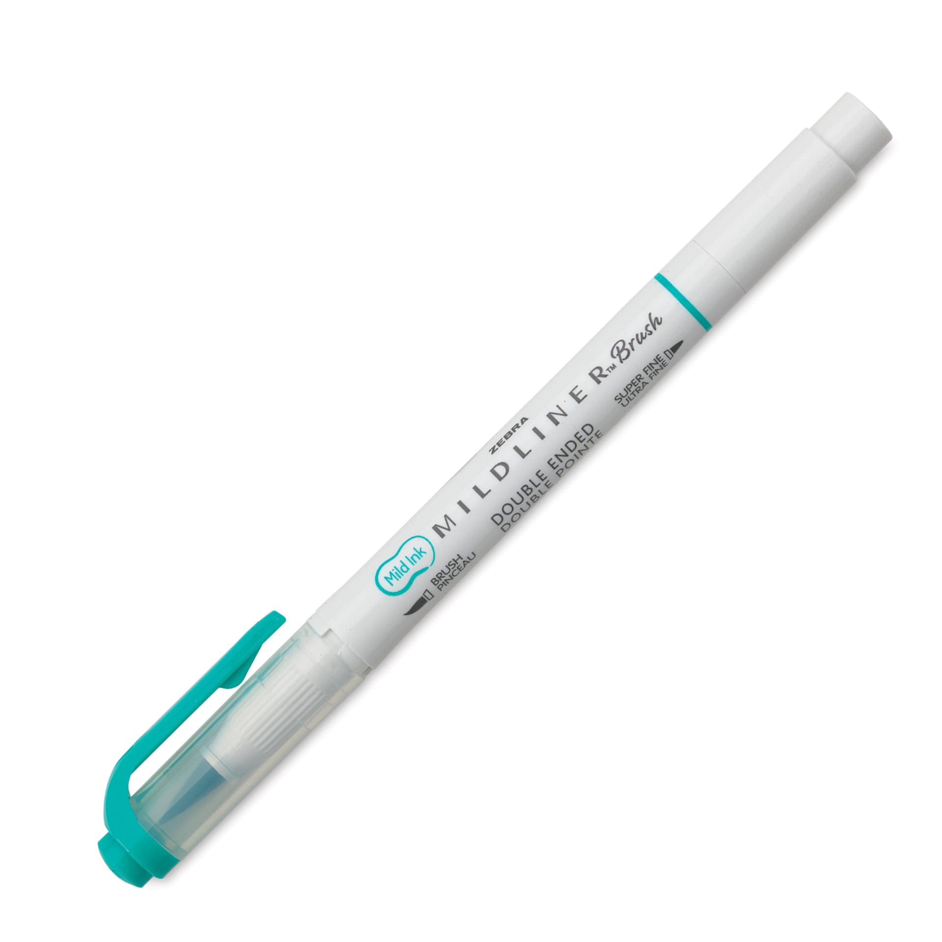 Zebra Mildliner Double Ended Brush Pen - Summer Green, caps on