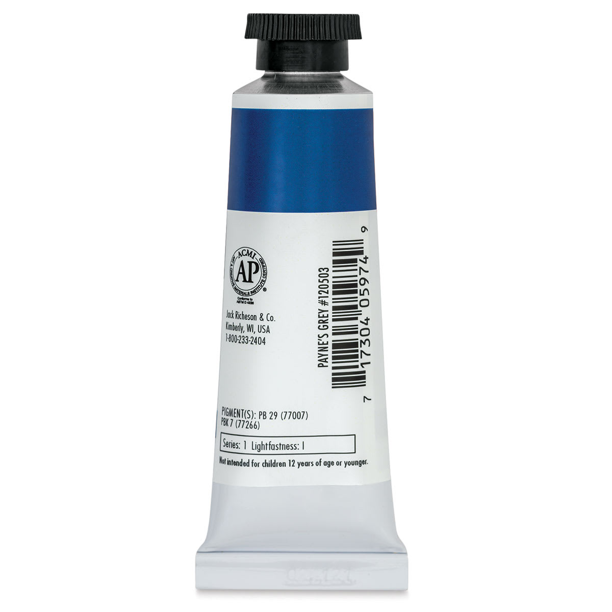 Richeson Casein Paint the Shiva Series - Payne's Gray, 37 ml tube back