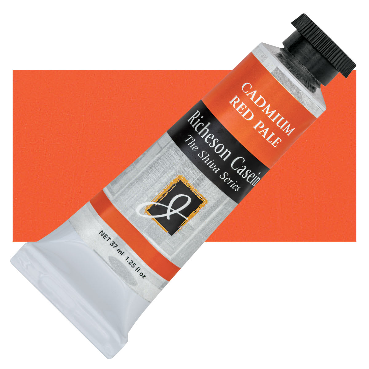 Richeson Casein Paint the Shiva Series - Cadmium Red Pale, 37 ml Tube and swatch