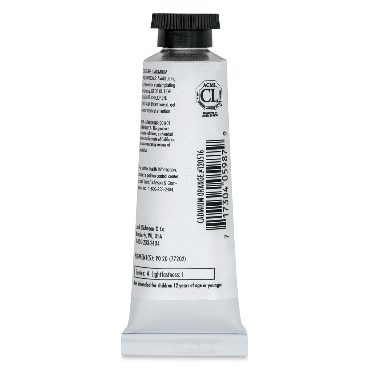 Richeson Casein Paint the Shiva Series - Cadmium Orange, 37 ml tube back