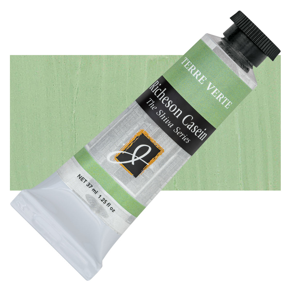 Richeson Casein Paint the Shiva Series - Terra Verte, 37 ml tube and swatch